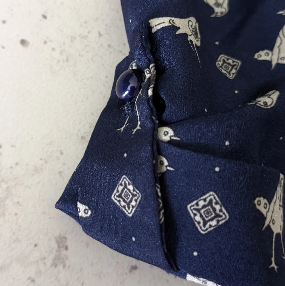 Lily Rose Navy Blue Dress with Bird Pattern - Picture 6 of 7